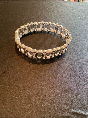 Silver-Tone Textured Circle Stretch Bracelet - Women's Jewelry
